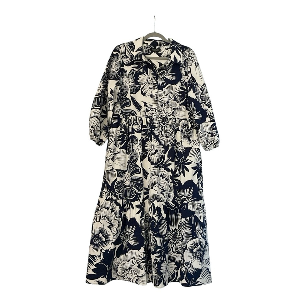 NWOT Rachel Zoe Los Angeles Navy Floral Popover Dress Size XL - Picture 4 of 6
